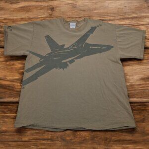 Boeing F/A-18E/F Super Hornet Mens Green‎ T-Shirt Sz XL Military Jet Plane